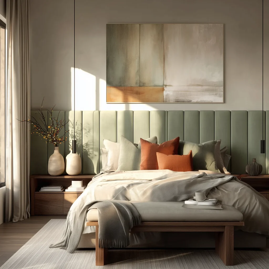 Soft bedroom interior styling detail